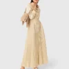 Maxikleid mit Plissee und Lochstickerei Maxikleid mit Plissee und Lochstickerei