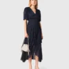 Metallic-Midi-Kleid mit Rüschen