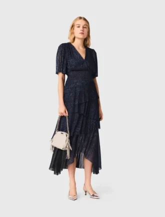 metallic midi kleid mit rschen 1 1 330x434 - Metallic-Midi-Kleid mit R&uuml;schen