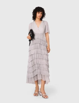 Metallic-Midi-Kleid mit Rüschen