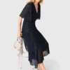 Metallic-Midi-Kleid mit Rüschen