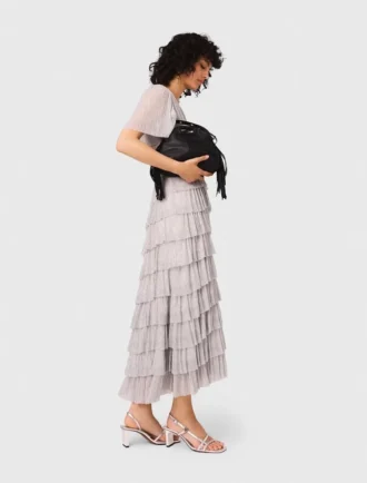 Metallic-Midi-Kleid mit Rüschen