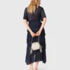 Metallic-Midi-Kleid mit Rüschen