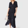 Metallic-Midi-Kleid mit Rüschen