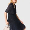 Metallic-Midi-Kleid mit Rüschen
