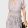 Metallic-Midi-Kleid mit Rüschen Metallic-Midi-Kleid mit Rüschen