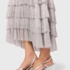 Metallic-Midi-Kleid mit Rüschen Metallic-Midi-Kleid mit Rüschen