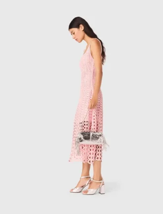 Midi-Kleid aus Häkelstoff mit Strasssteinen