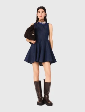 Mini-Jeans-Kleid mit Rüschen