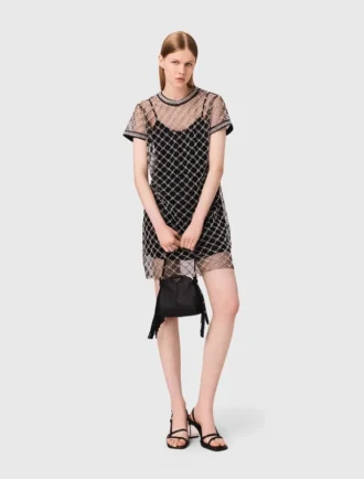 Mini-Kleid aus besticktem Tüll