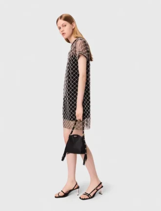 Mini-Kleid aus besticktem Tüll