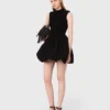 Mini-Kleid aus geripptem Strick und Taft