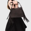 Mini-Kleid aus geripptem Strick und Taft