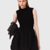 Mini-Kleid aus geripptem Strick und Taft