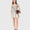 Mini-Kleid mit bestickten Trägern
