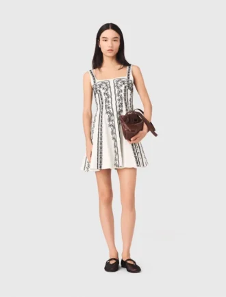 Mini-Kleid mit bestickten Trägern