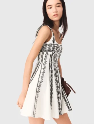 Mini-Kleid mit bestickten Trägern