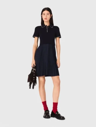 Mini-Kleid mit plissiertem Polokragen