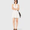 Mini-Kleid mit Stickerei und rückenfreiem Ausschnitt Mini-Kleid mit Stickerei und rückenfreiem Ausschnitt