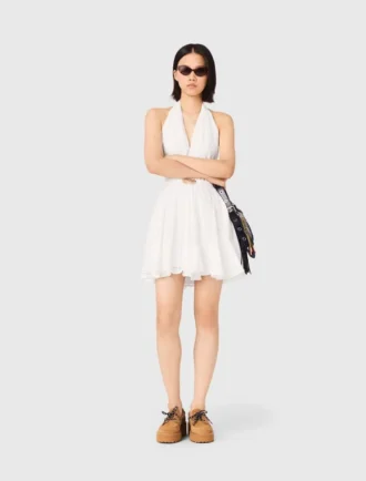 Mini-Kleid mit Stickerei und rückenfreiem Ausschnitt