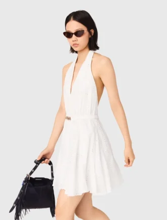 Mini-Kleid mit Stickerei und rückenfreiem Ausschnitt