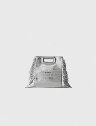 Mini-M-Bag aus geprägtem Leder mit Kette
