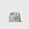 Mini-M-Bag aus geprägtem Leder mit Kette