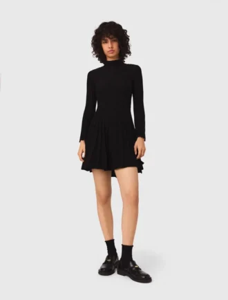 Mini-Skater-Kleid mit hohem Kragen