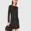 Mini-Strickkleid mit Strasssteinen
