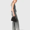 Mini-Tasche aus gestepptem Leder