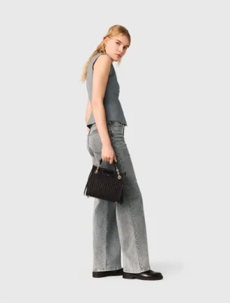 Mini-Tasche aus gestepptem Leder