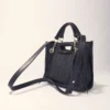 Mini-Tasche aus gestepptem Leder
