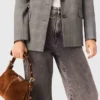 Miss M Mini-Tasche aus Wildleder mit Ziernähten Miss M Mini-Tasche aus Wildleder mit Ziernähten