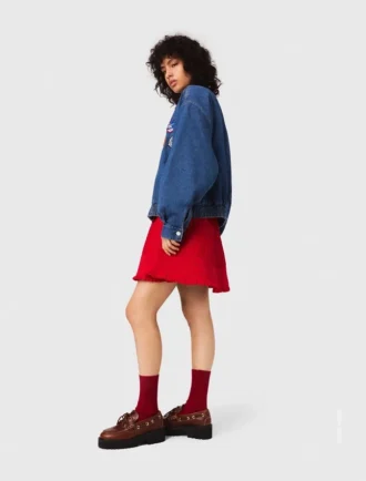Oversized-Jeansjacke mit Stickerei Oversized-Jeansjacke mit Stickerei