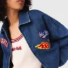 Oversized-Jeansjacke mit Stickerei