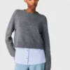 Pullover mit abnehmbarem Kragen und Lagen
