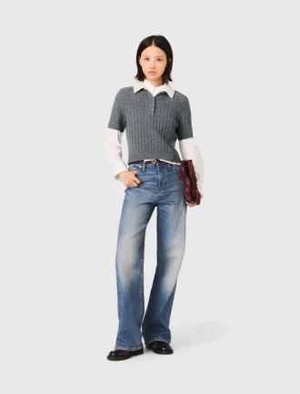 Pullover mit abnehmbarem Perlenkragen
