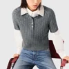 Pullover mit abnehmbarem Perlenkragen Pullover mit abnehmbarem Perlenkragen