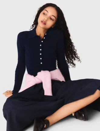 Pullover mit geripptem Polokragen