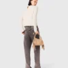 Pullover mit Perlenkragen und Rippmuster Pullover mit Perlenkragen und Rippmuster