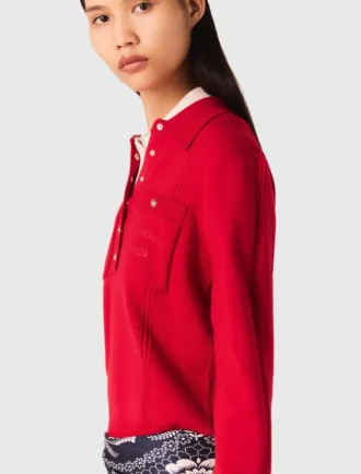 Pullover mit Polokragen und Stickerei