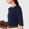 Pullover mit Rundhalsausschnitt und Strasssteinen Pullover mit Rundhalsausschnitt und Strasssteinen
