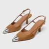 Pumps aus Wildleder mit Metallic-Spitze