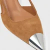 Pumps aus Wildleder mit Metallic-Spitze