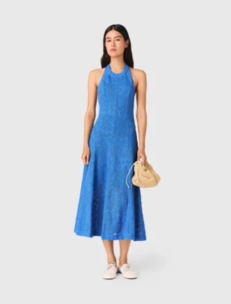 Rückenfreies Guipure-Maxikleid