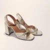 Sandalen aus Metallic-Leder mit Absatz Sandalen aus Metallic-Leder mit Absatz