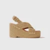 Sandalen mit Keilabsatz und Raffia-Optik