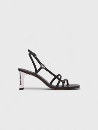 Sandalen mit Metallic-Absatz und Riemchen