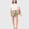 Shorts aus mehrlagigem Leinenmischgewebe