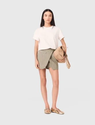 Shorts aus mehrlagigem Leinenmischgewebe
